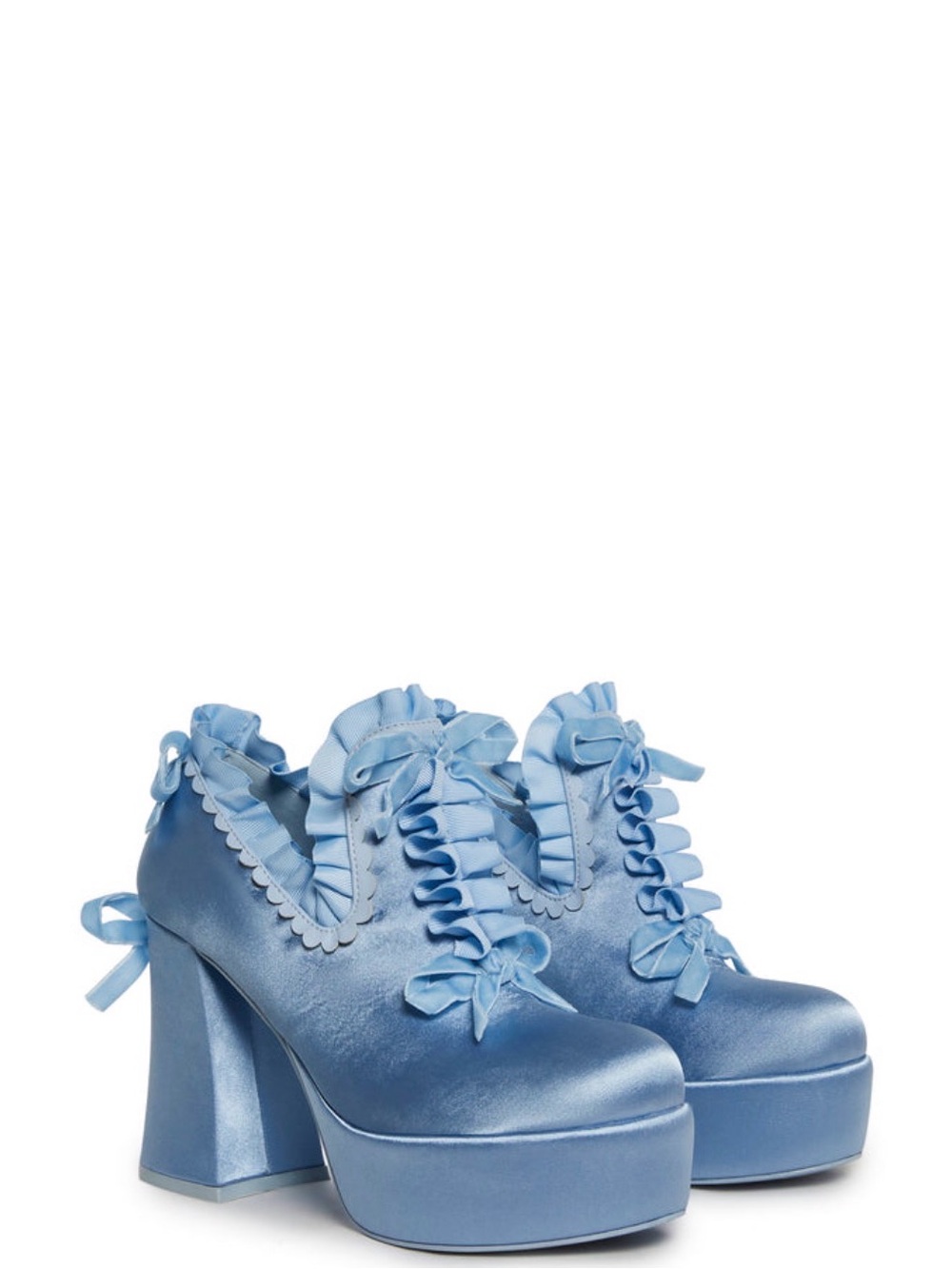 Women’s Light Blue Ruffled Platform Heels